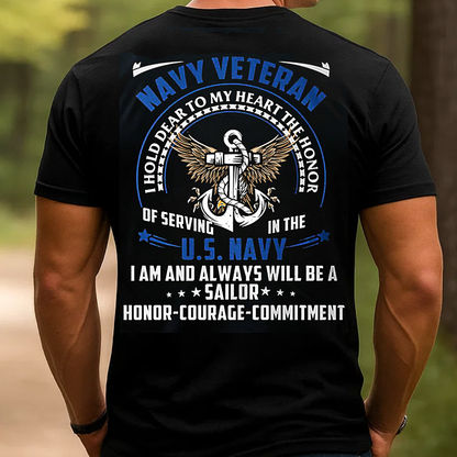 US Navy Veteran T-Shirt, Proud U.S. Navy Sailor Military Tee, Honor Courage Commitment Shirt