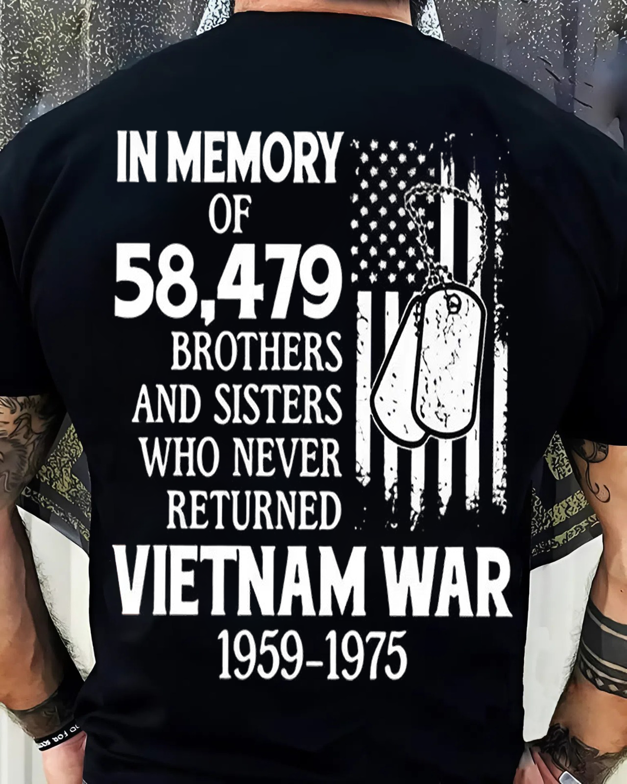 Vietnam War Memorial T-Shirt – Honoring 58,479 Fallen Heroes – Never Forgotten