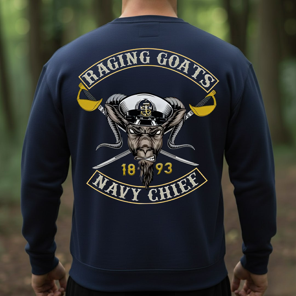 Raging Goats Navy Chief 1893 T-Shirt – US Navy CPO Goat Head Design Military Veteran Pride Tee