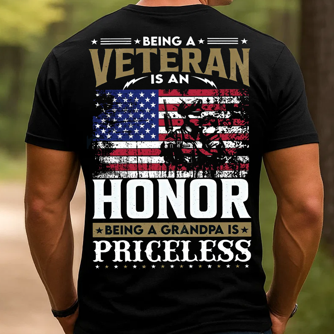 Being a Veteran is an Honor Being a Grandpa is Priceless T-Shirt, Patriotic Military Veteran Tee, Grandpa Gift Shirt