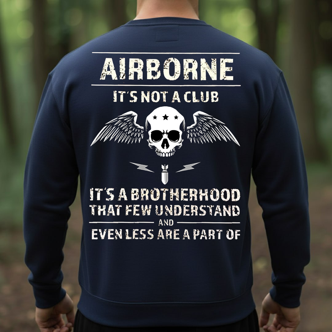 Airborne Brotherhood Military Veteran T-Shirt - Skull Wings Paratrooper Pride Tee