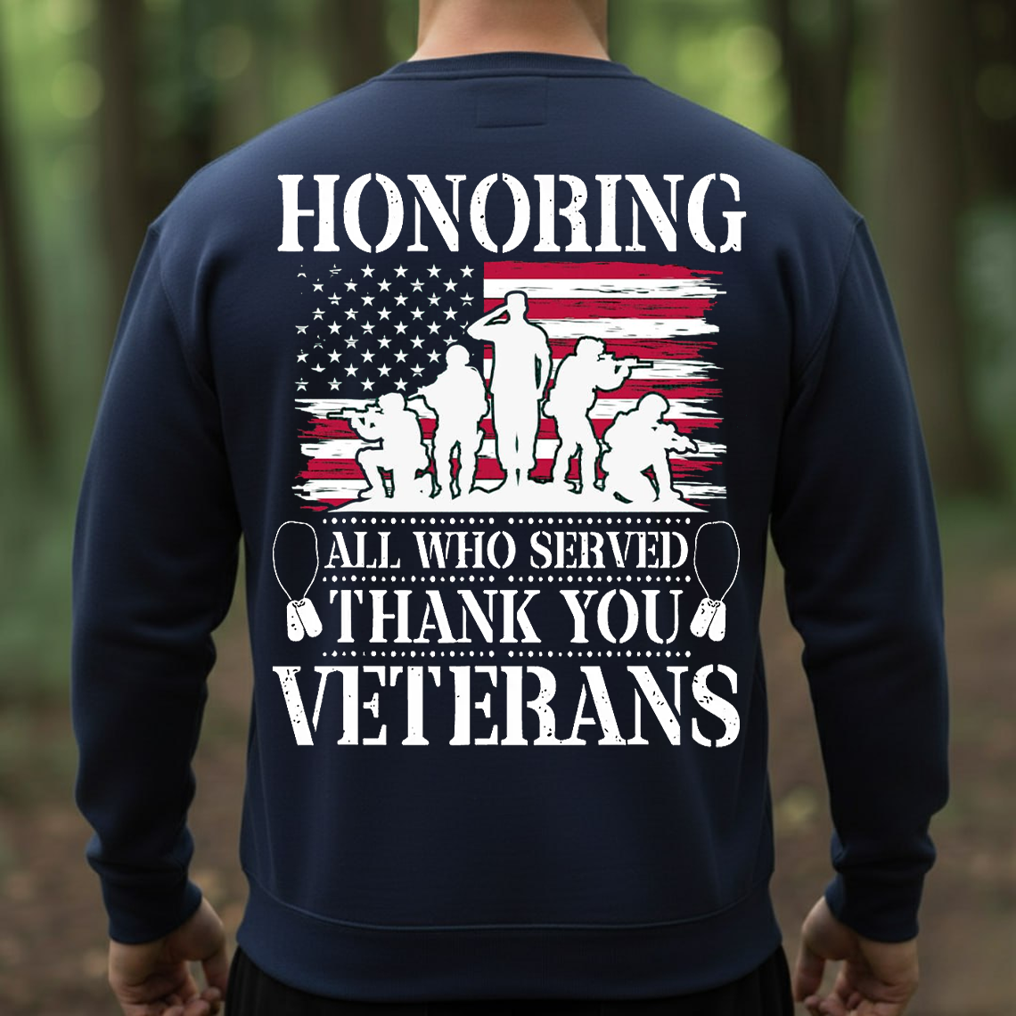 Honoring All Who Served Shirt, Sweatshirt, Hoodie - Thank You Veterans T-Shirt, Patriotic American Flag Military Gift for Veterans Day