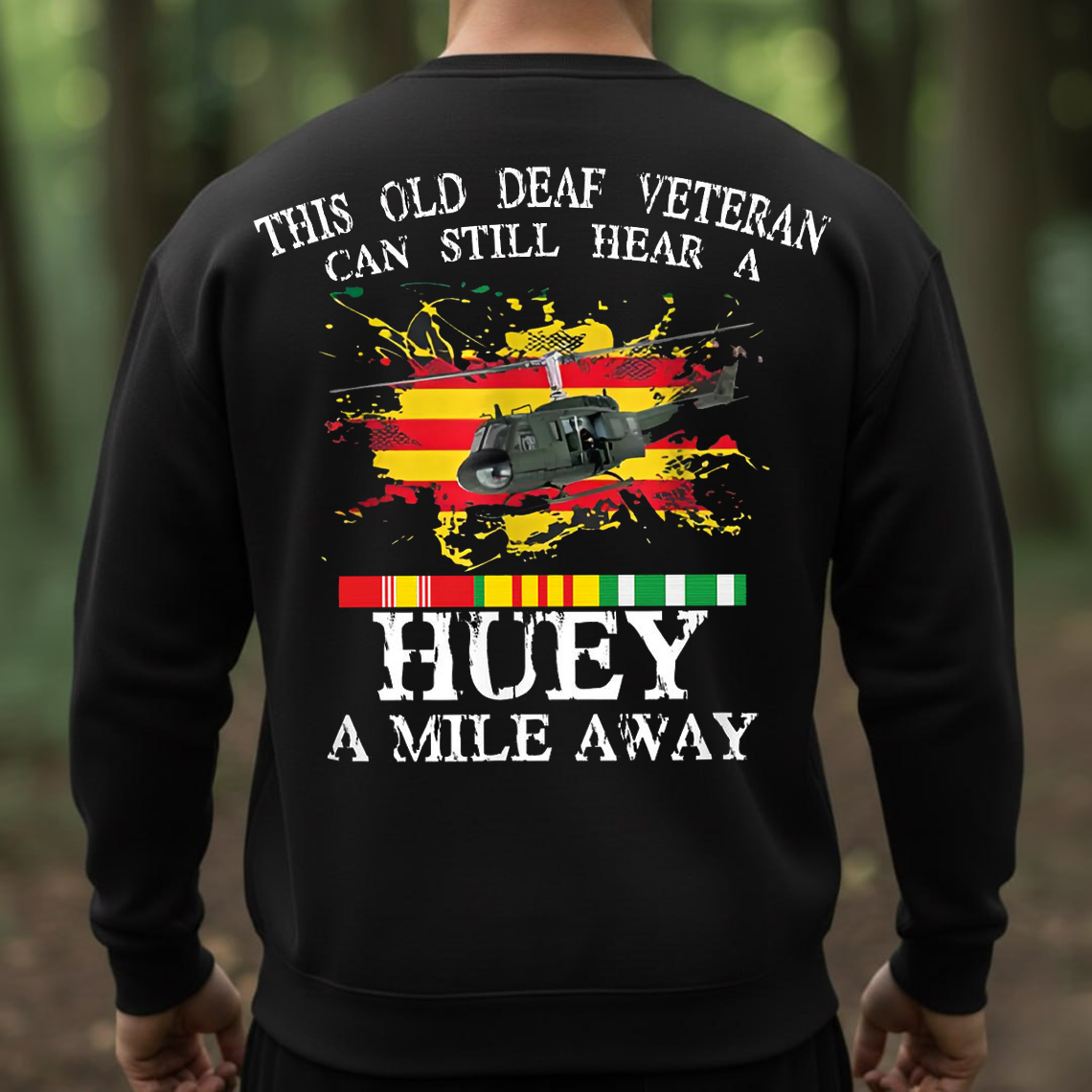 Vietnam Veteran Huey Helicopter T-Shirt, Old Deaf Veteran Military Pride Tee