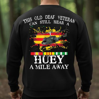 Vietnam Veteran Huey Helicopter T-Shirt, Old Deaf Veteran Military Pride Tee
