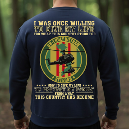 Vietnam Veteran UH-1 Huey T-Shirt, Sweatshirt, Hoodie – Patriotic Military Quote Tee, Proud American Veteran Shirt for Men and Veterans