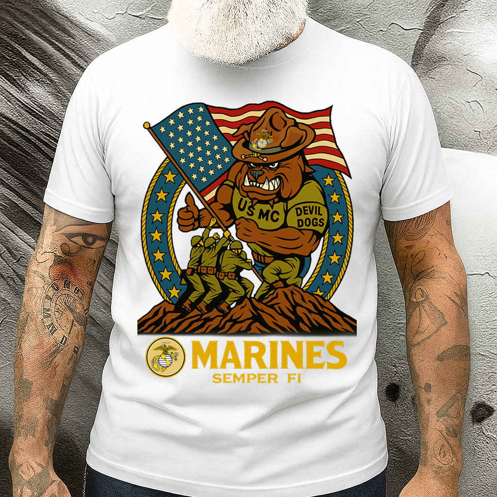 Marines T-Shirt – Devil Dogs Emblem, A Special Gift for Fathers and Men