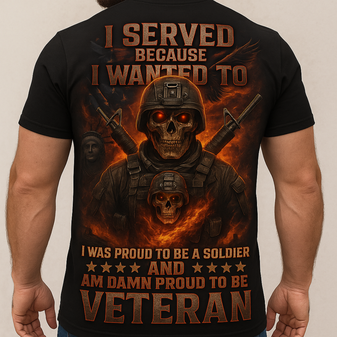 Military Veteran Skull T-Shirt – Proud to Be Soldier Shirt, Patriotic Army Gift for Veterans