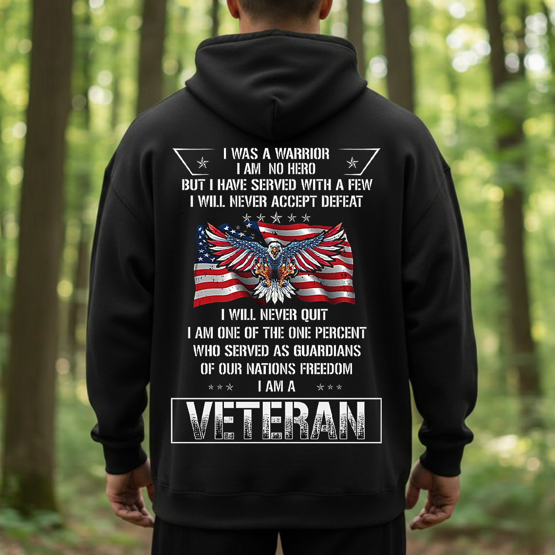 I Am a Veteran T-Shirt, Sweatshirt, Hoodie - Proud American Military Eagle Flag Tee for Veterans and Patriots