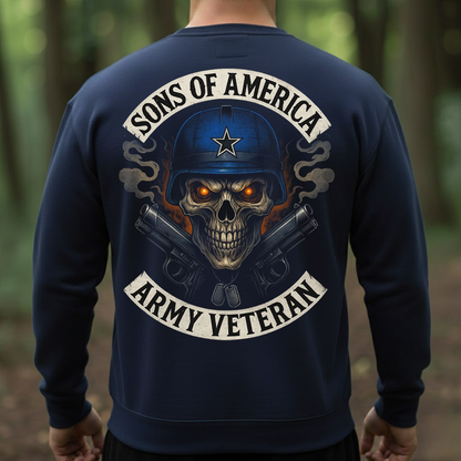 Sons of America Army Veteran Shirt, Sweatshirt, Hoodie – Military Skull T-Shirt for Men, Patriotic Tee, Veteran Pride Gift