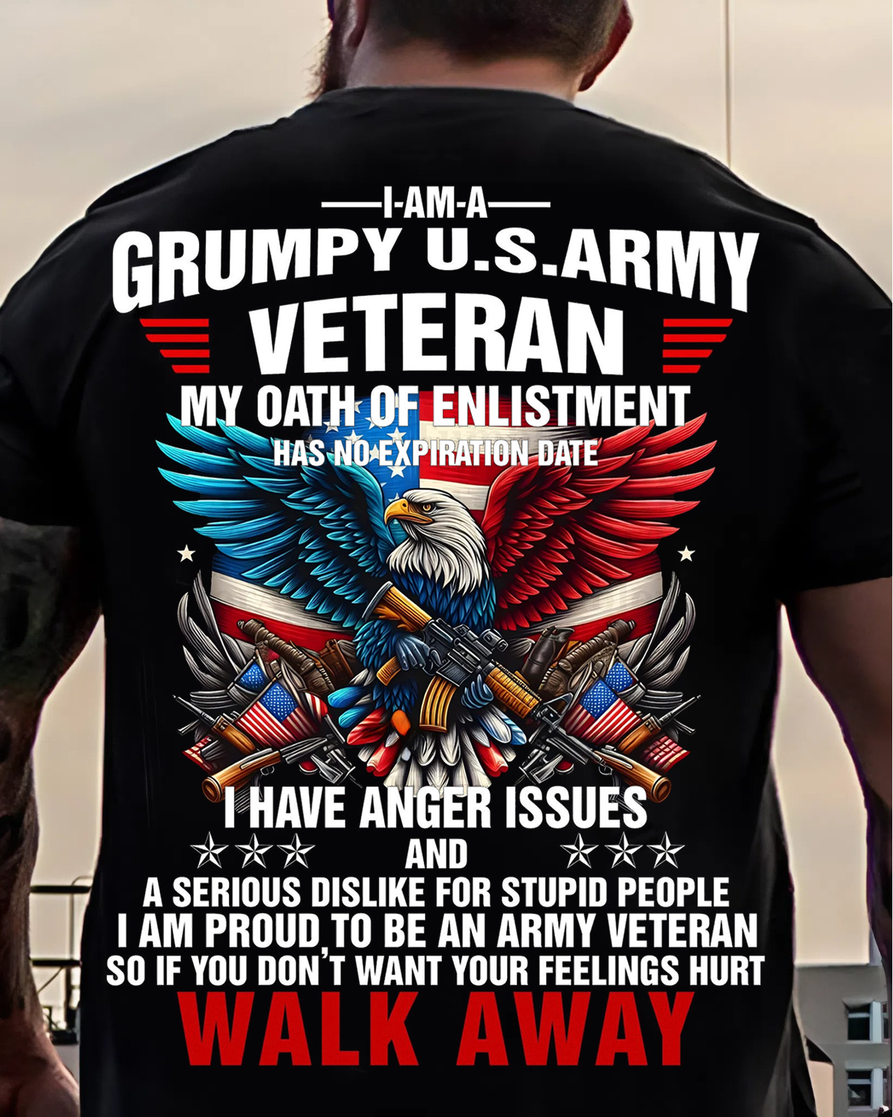 Grumpy U.S. Army Veteran Shirt – Bald Eagle American Flag Military Pride Tee