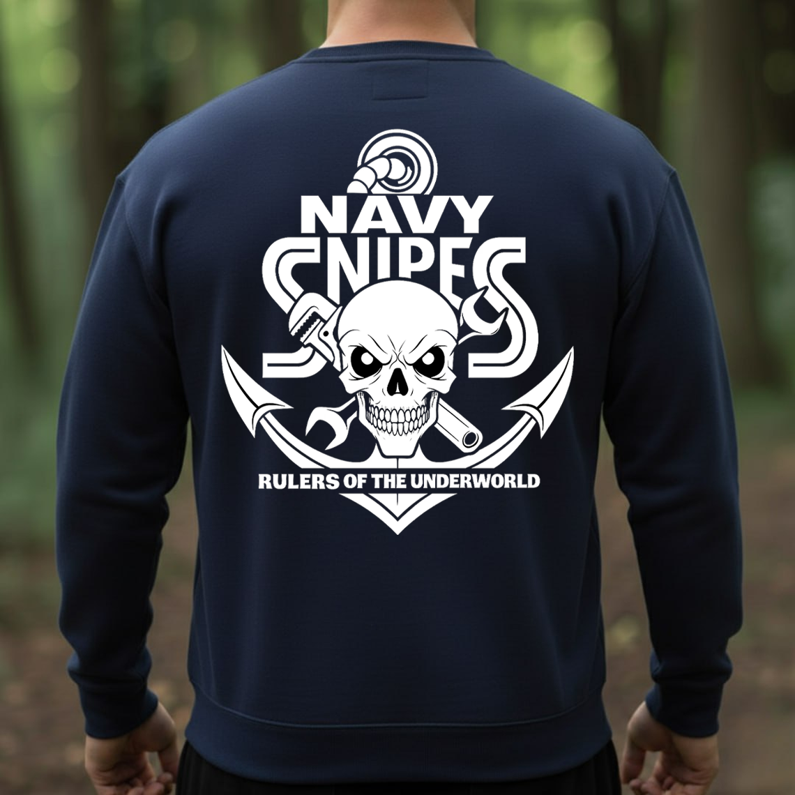 Navy Snipes T-Shirt, Sweatshirt, Hoodie – Rulers of the Underworld Skull Anchor Tee, Proud Navy Mechanic Military Shirt for Veterans and Sailors