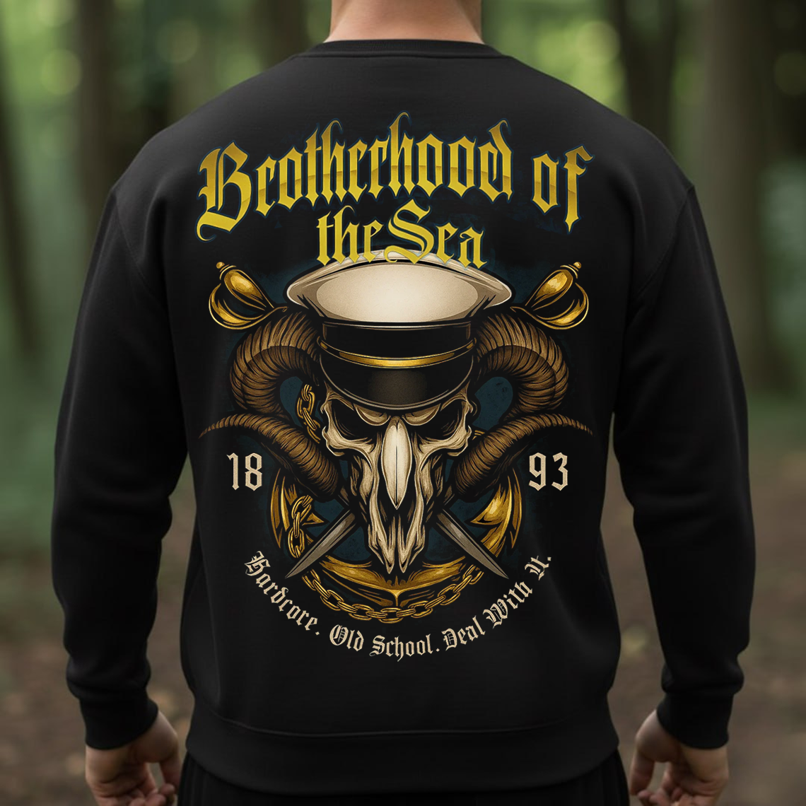 Brotherhood of the Sea Shirt, Sweatshirt, Hoodie – Hardcore Old School Sailor Skull Design for Navy Veterans 1893 Tee