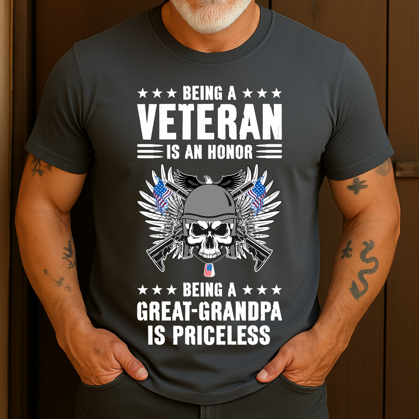 Being A Veteran Is An Honor Being A Great Grandpa Is Priceless T-Shirt