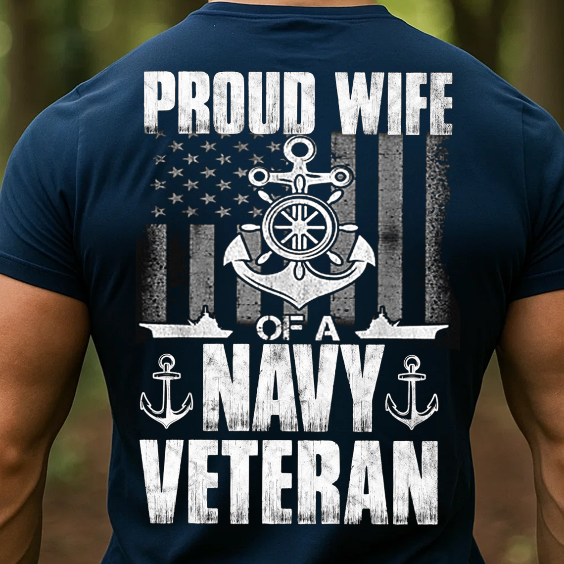 Proud Wife of a Navy Veteran T-Shirt, US Navy Military Spouse Graphic Tee