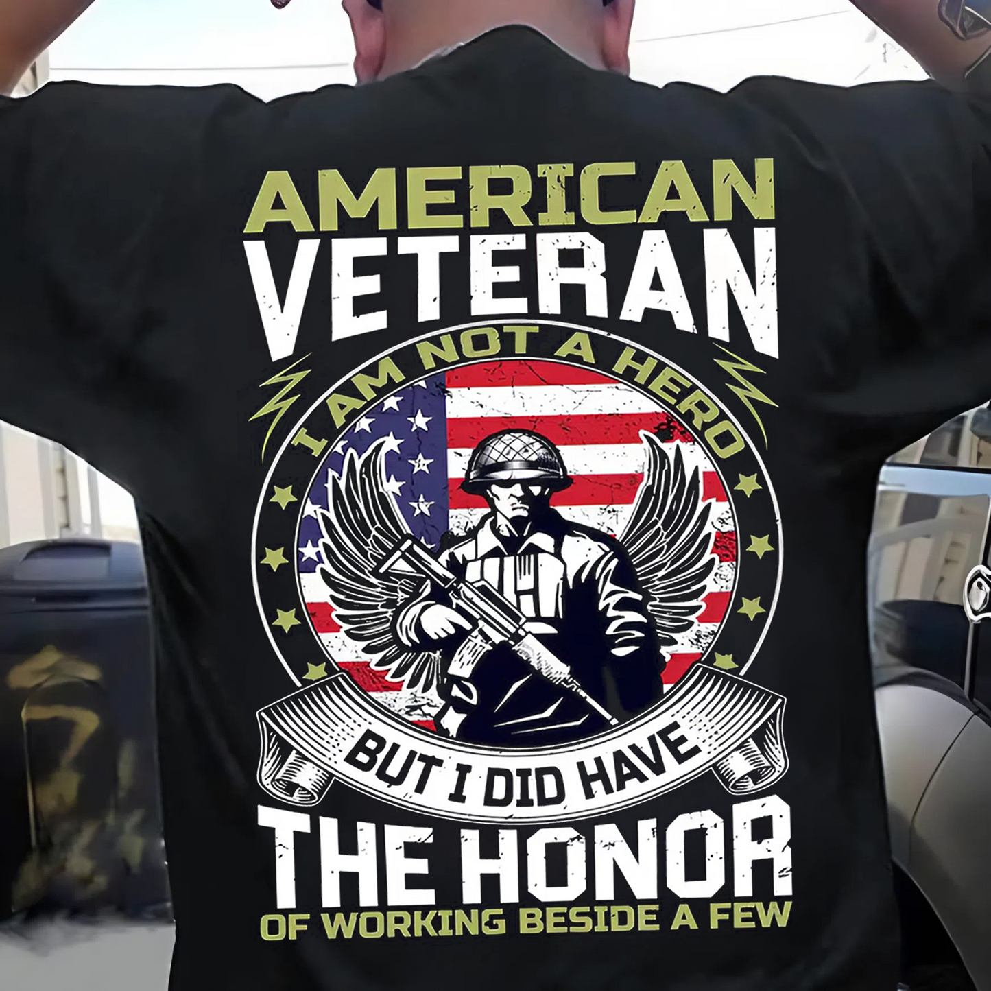 American Veteran T-Shirt – Not a Hero, But Honored to Serve – Military Pride Tee