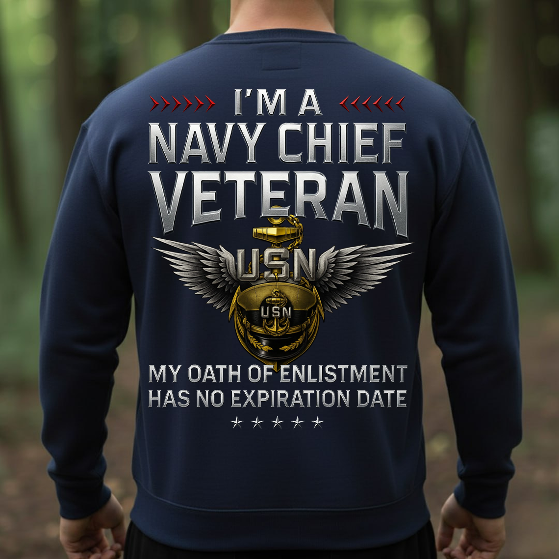 Navy Chief Veteran T-Shirt – My Oath of Enlistment Has No Expiration Date USN Military Pride Tee