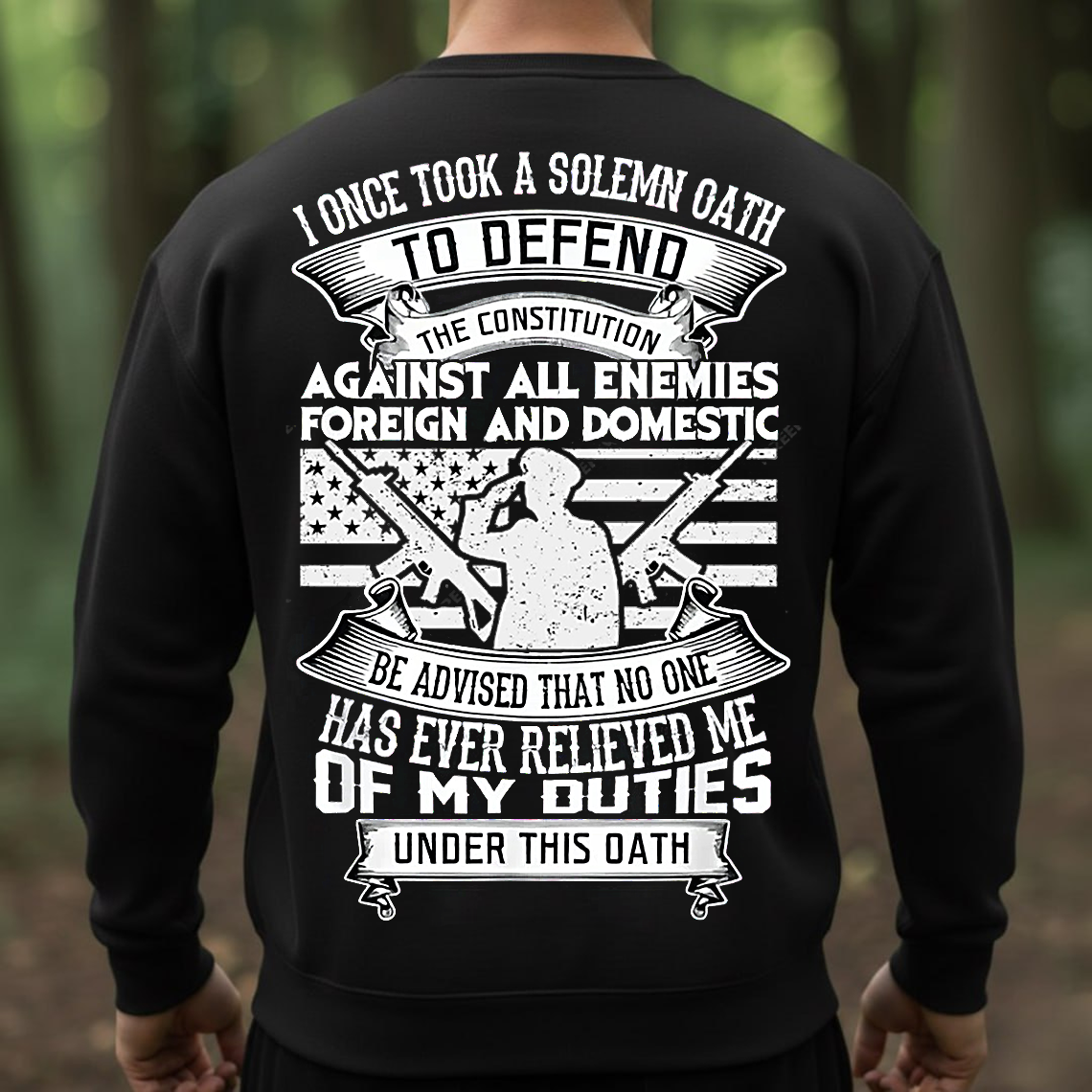 Veteran Duty Oath T-Shirt, Sweatshirt, Hoodie – Patriotic American Flag Military Tee