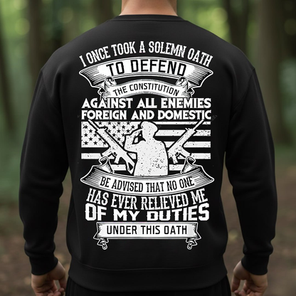 Veteran Duty Oath T-Shirt, Sweatshirt, Hoodie – Patriotic American Flag Military Tee