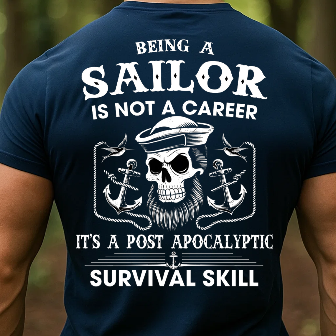 Sailor T-Shirt, Post Apocalyptic Survival Skill Sailor Skull Graphic Tee