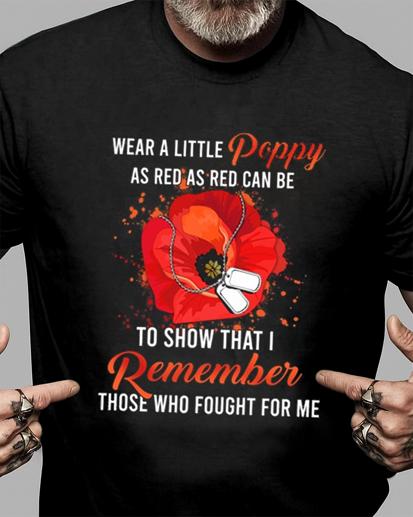 Veteran Day Lest We Forget Red Poppy Flower Usa Memorial Day Remembrance Day T Shirt