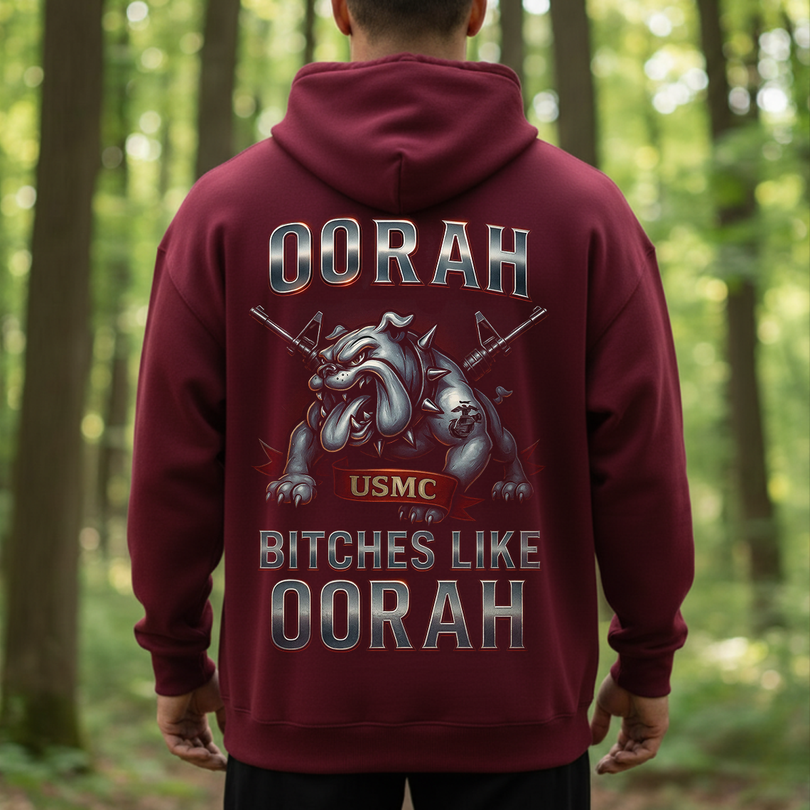 USMC Oorah Bulldog T-Shirt, Sweatshirt, Hoodie – Marine Corps Pride Military Humor Tee for Veterans and Marines