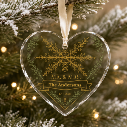 heart snowflake glass ornament mockup