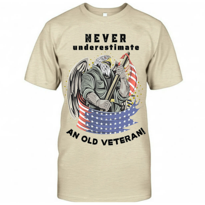 Never Underestimate An Old Veteran T-Shirt - Ideal Gift for Veteran - Patriotic  Humor T-Shirt