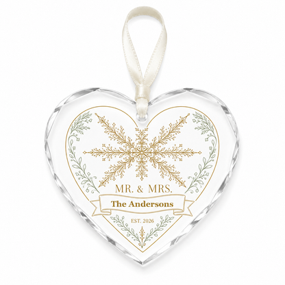 heart snowflake glass ornament mockup