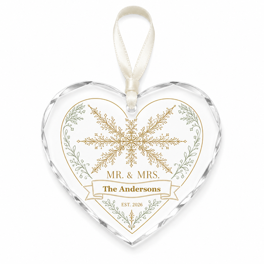 heart snowflake glass ornament mockup