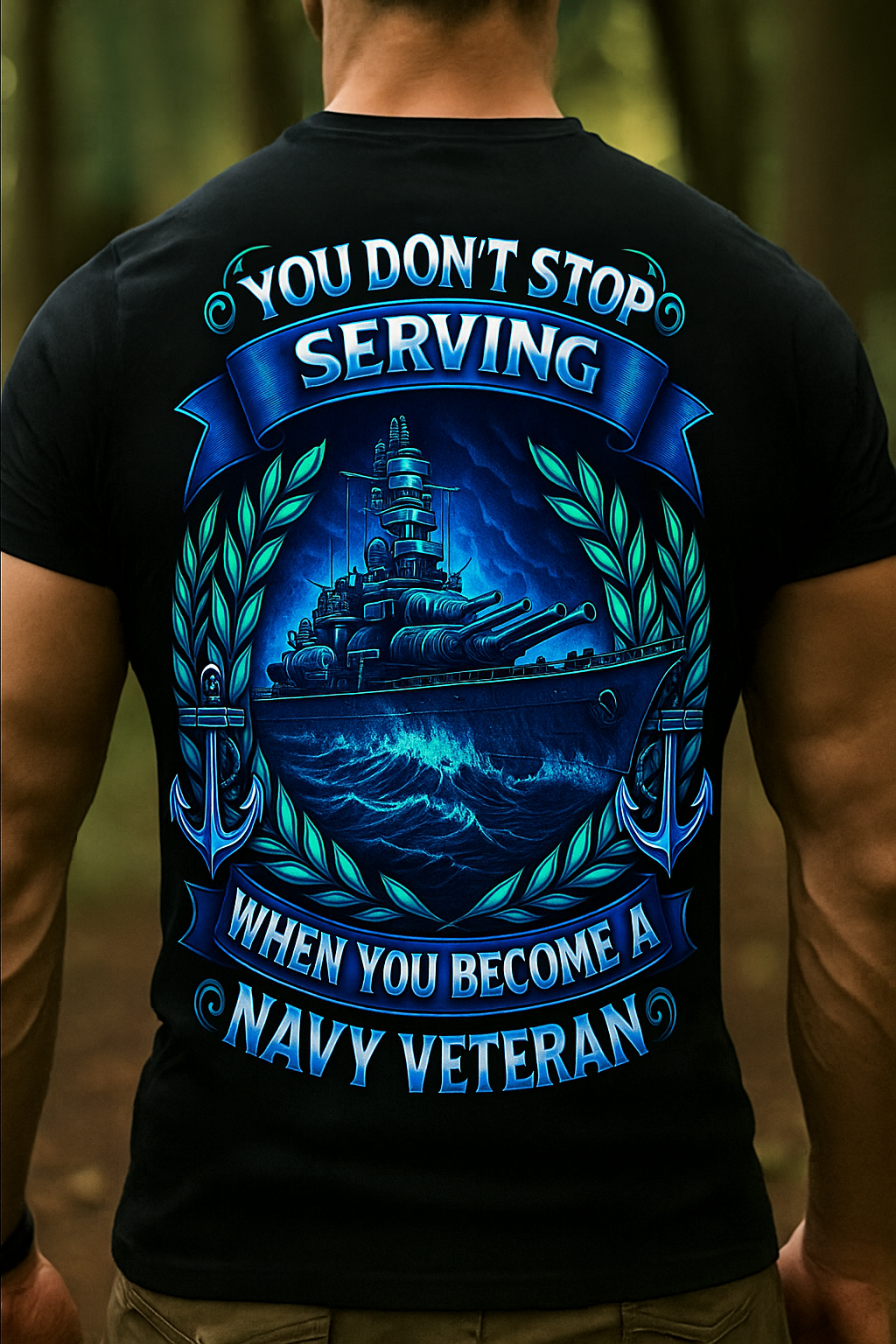 You Don’t Stop Serving Navy Veteran T-Shirt – Patriotic Military Gift for Father, Husband, or Grandfather
