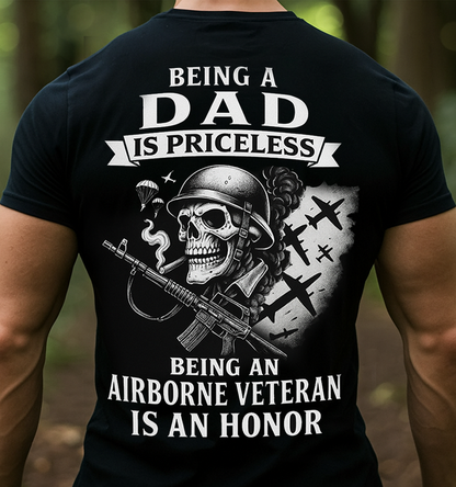 Being an Dad Is Priceless Airborne Veteran T-Shirt – Patriotic Military Graphic Tee Gift for Men