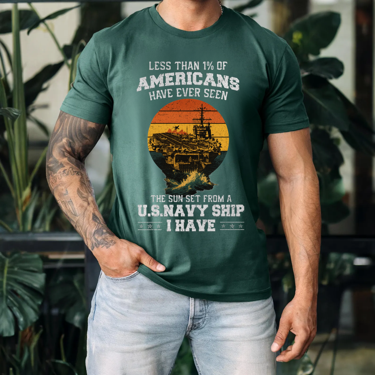 U.S. Navy Veteran T-shirt,  Navy Veteran Sunset Shirt,Less Than 1% Saw This Sunset at Seat
