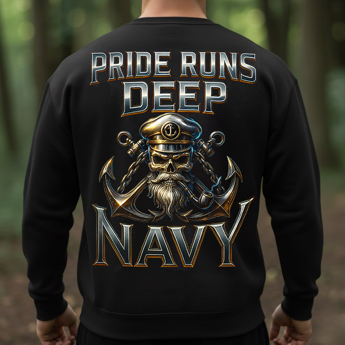 Pride Runs Deep United States Navy T-Shirt, Sweatshirt, Hoodie – US Navy Veteran Skull Anchor Military Pride Tee