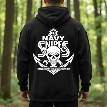 Navy Snipes T-Shirt, Sweatshirt, Hoodie – Rulers of the Underworld Skull Anchor Tee, Proud Navy Mechanic Military Shirt for Veterans and Sailors