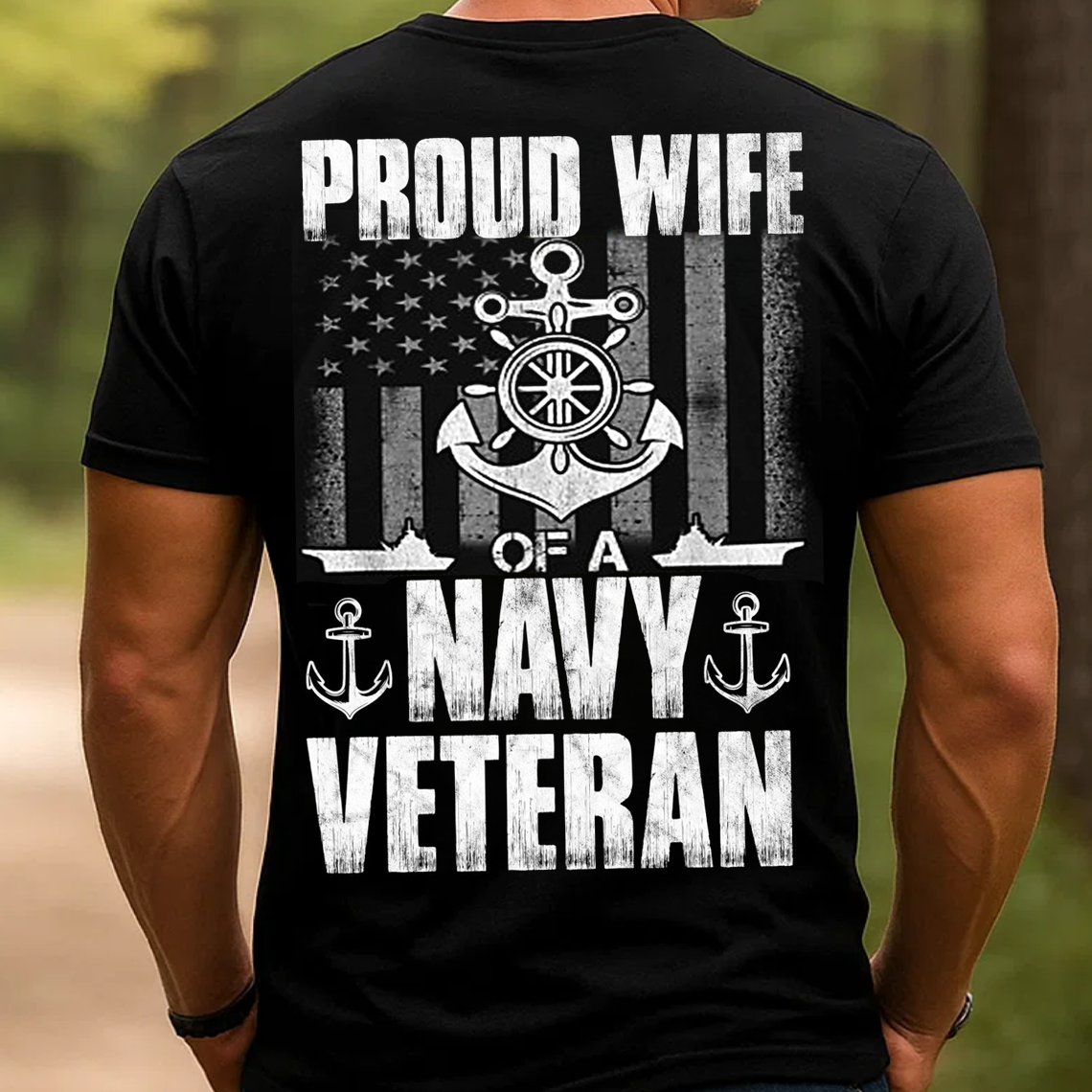 Proud Wife of a Navy Veteran T-Shirt, US Navy Military Spouse Graphic Tee