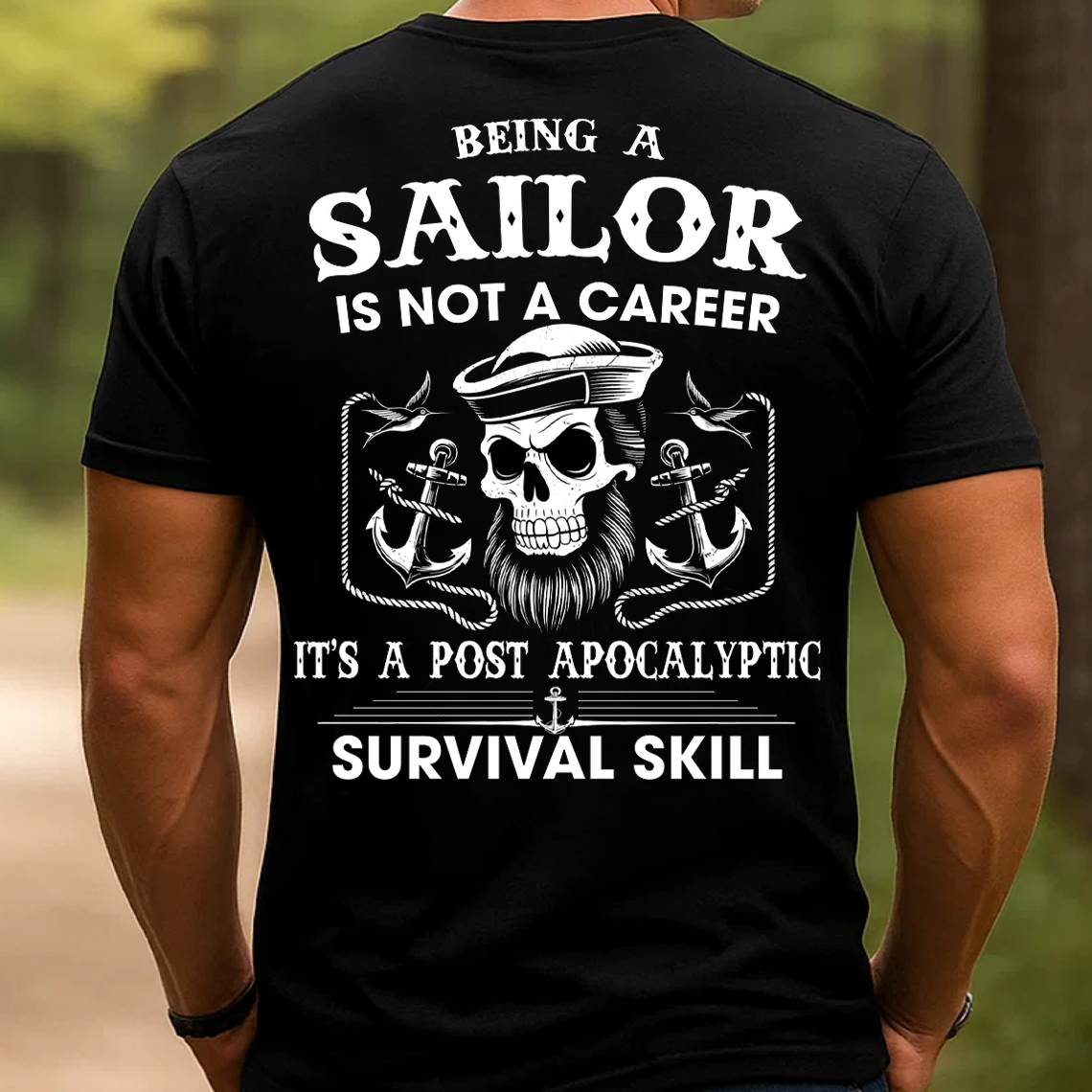 Sailor T-Shirt, Post Apocalyptic Survival Skill Sailor Skull Graphic Tee