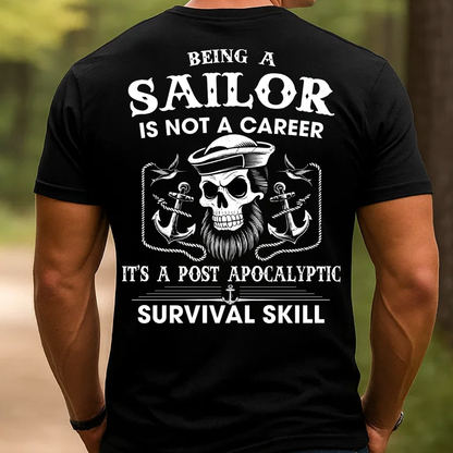 Sailor T-Shirt, Post Apocalyptic Survival Skill Sailor Skull Graphic Tee