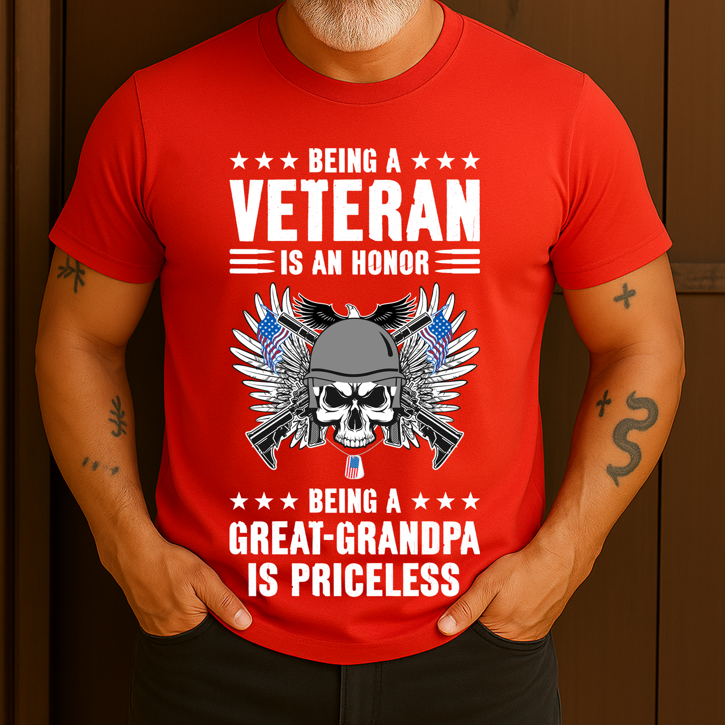 Being A Veteran Is An Honor Being A Great Grandpa Is Priceless T-Shirt