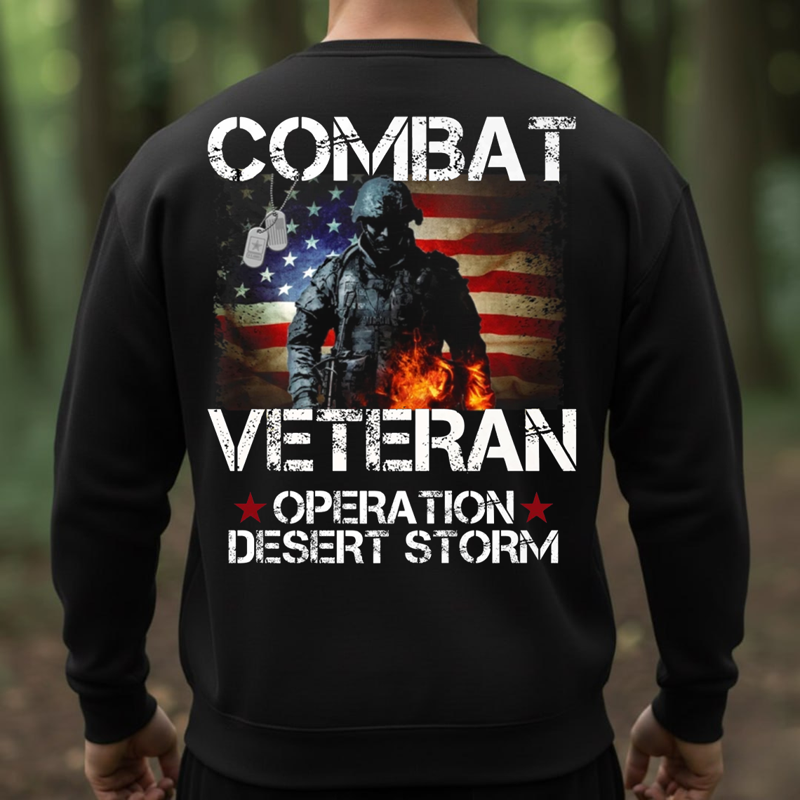 Combat Veteran Shirt, Sweatshirt, Hoodie – Operation Desert Storm Military T-Shirt for Men, American Flag Soldier Tee, Patriotic Veteran Gift