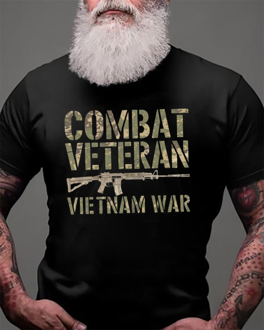 Camo Proud Combat Veteran Vietnam War Tribute Veteran T Shirt