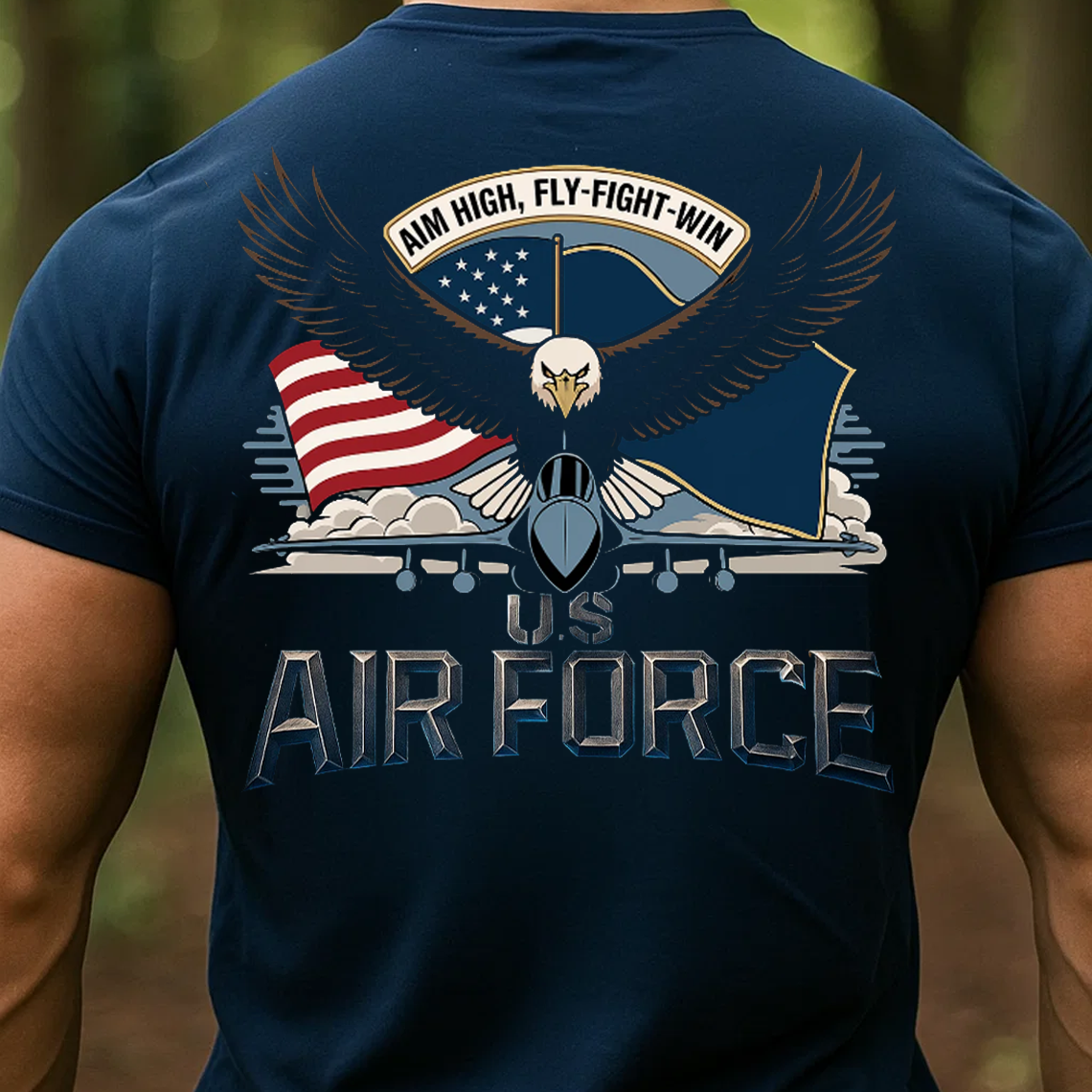 U.S. Air Force Veteran T-Shirt, Sweatshirt, Hoodie – Aim High Fly Fight Win Eagle Military Patriotic Tee