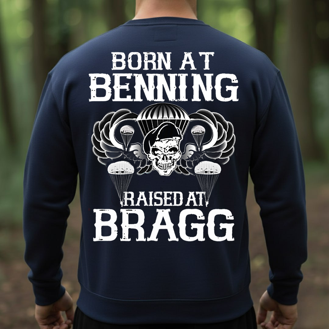 Born at Benning Raised at Bragg Shirt, Sweatshirt, Hoodie  – Paratrooper Veteran T-Shirt, Airborne Pride Military Gift for Army Veterans