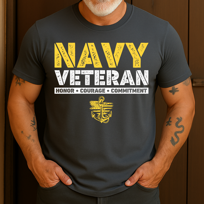 US Navy Veteran Honor Courage Commitment T-Shirt