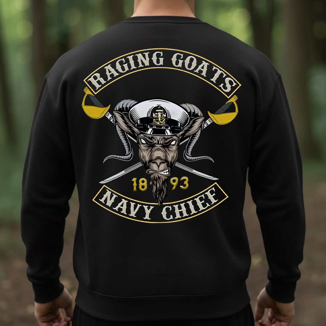 Raging Goats Navy Chief 1893 T-Shirt – US Navy CPO Goat Head Design Military Veteran Pride Tee