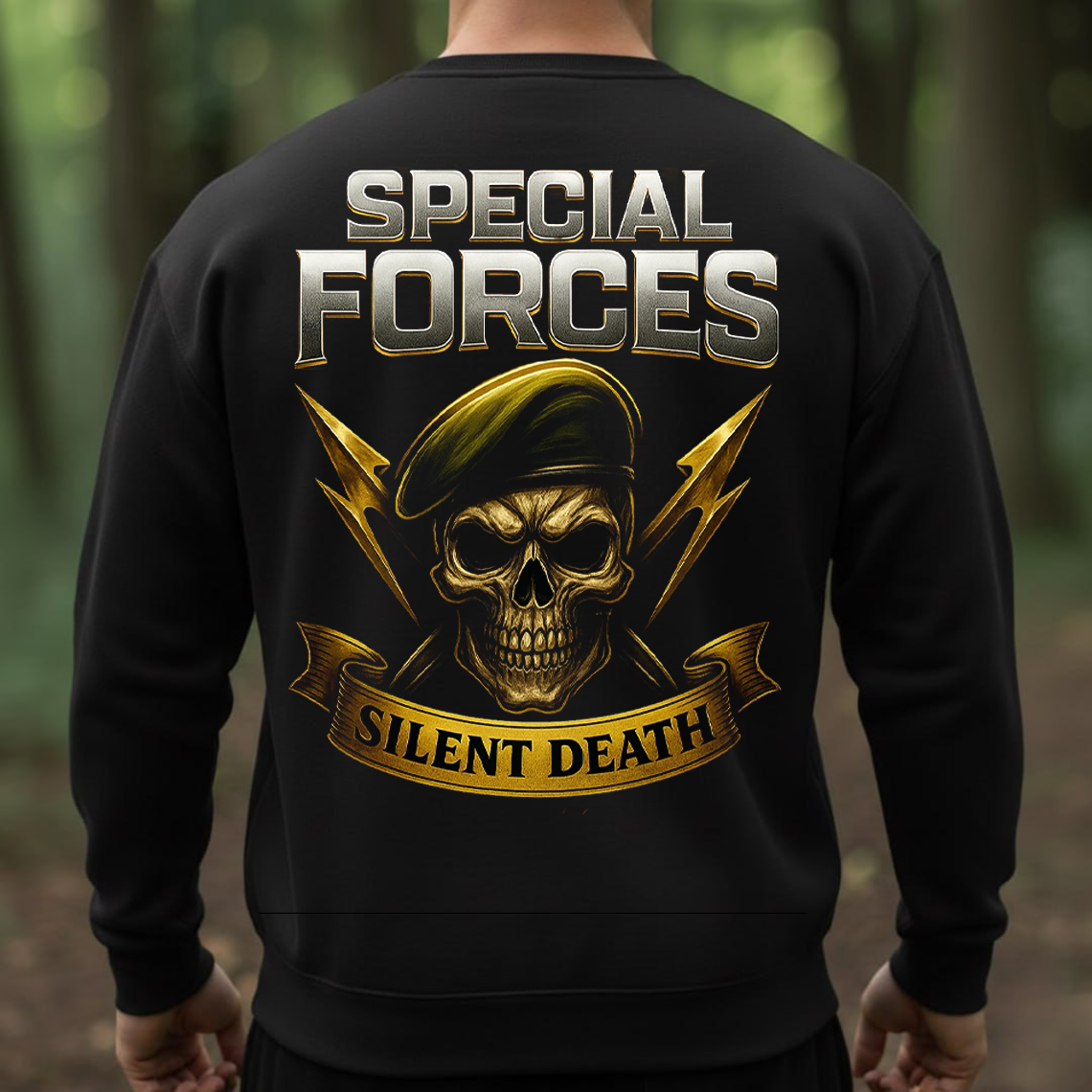 Special Forces Veteran T-Shirt, Sweatshirt, Hoodie – Silent Death Skull Military Pride Tactical Soldier Tee