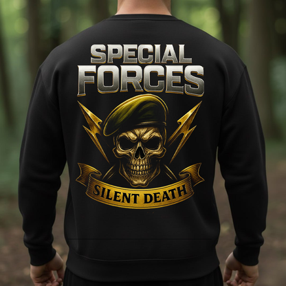 Special Forces Veteran T-Shirt, Sweatshirt, Hoodie – Silent Death Skull Military Pride Tactical Soldier Tee
