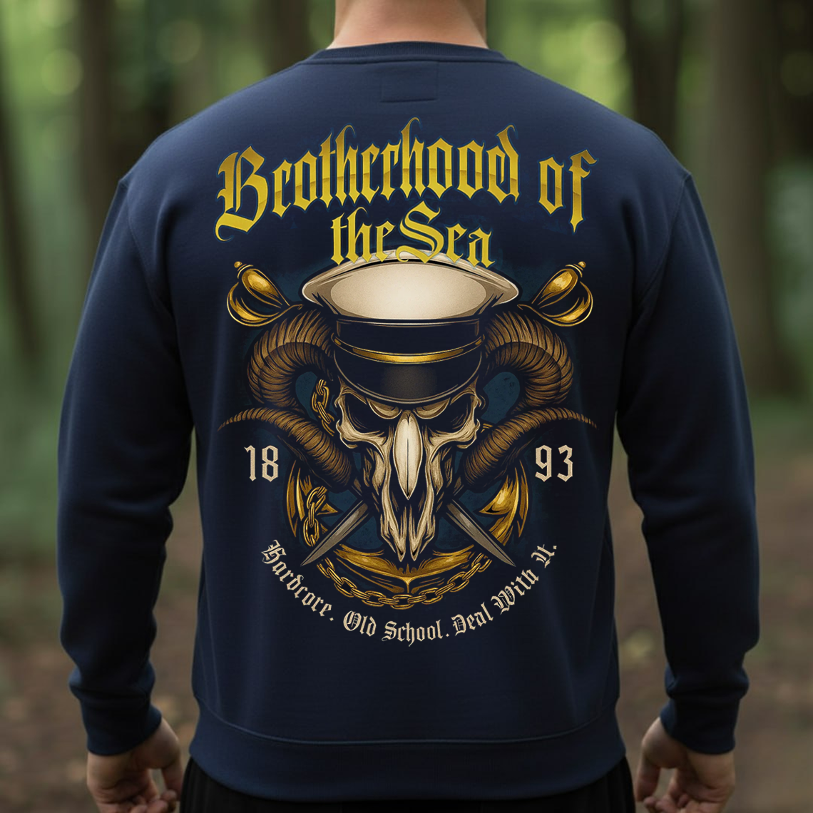 Brotherhood of the Sea Shirt, Sweatshirt, Hoodie – Hardcore Old School Sailor Skull Design for Navy Veterans 1893 Tee