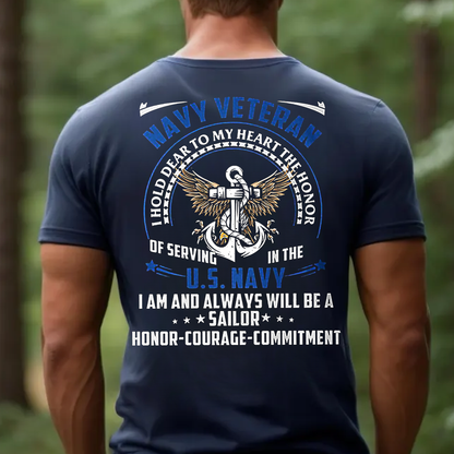 US Navy Veteran T-Shirt, Proud U.S. Navy Sailor Military Tee, Honor Courage Commitment Shirt