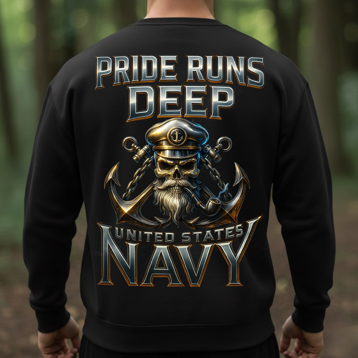 Pride Runs Deep United States Navy T-Shirt, Sweatshirt, Hoodie – US Navy Veteran Skull Anchor Military Pride Tee
