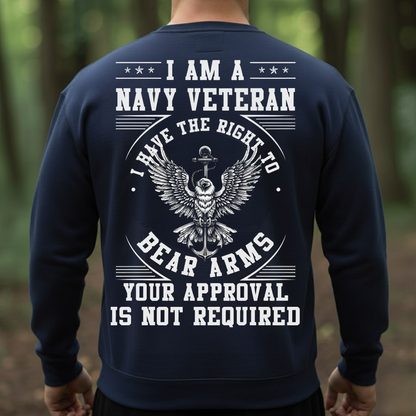 Navy Veteran Right to Bear Arms T-Shirt, Sweatshirt, Hoodie – Patriotic Military Gun Rights Tee, Bold Freedom Statement Shirt for Proud Veterans